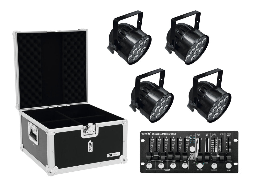 EUROLITE Set 4x LED PAR-56 HCL bk + Custodia + Centralina