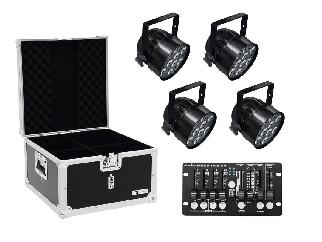 EUROLITE Set 4x LED PAR-56 QCL bk + Custodia + Centralina