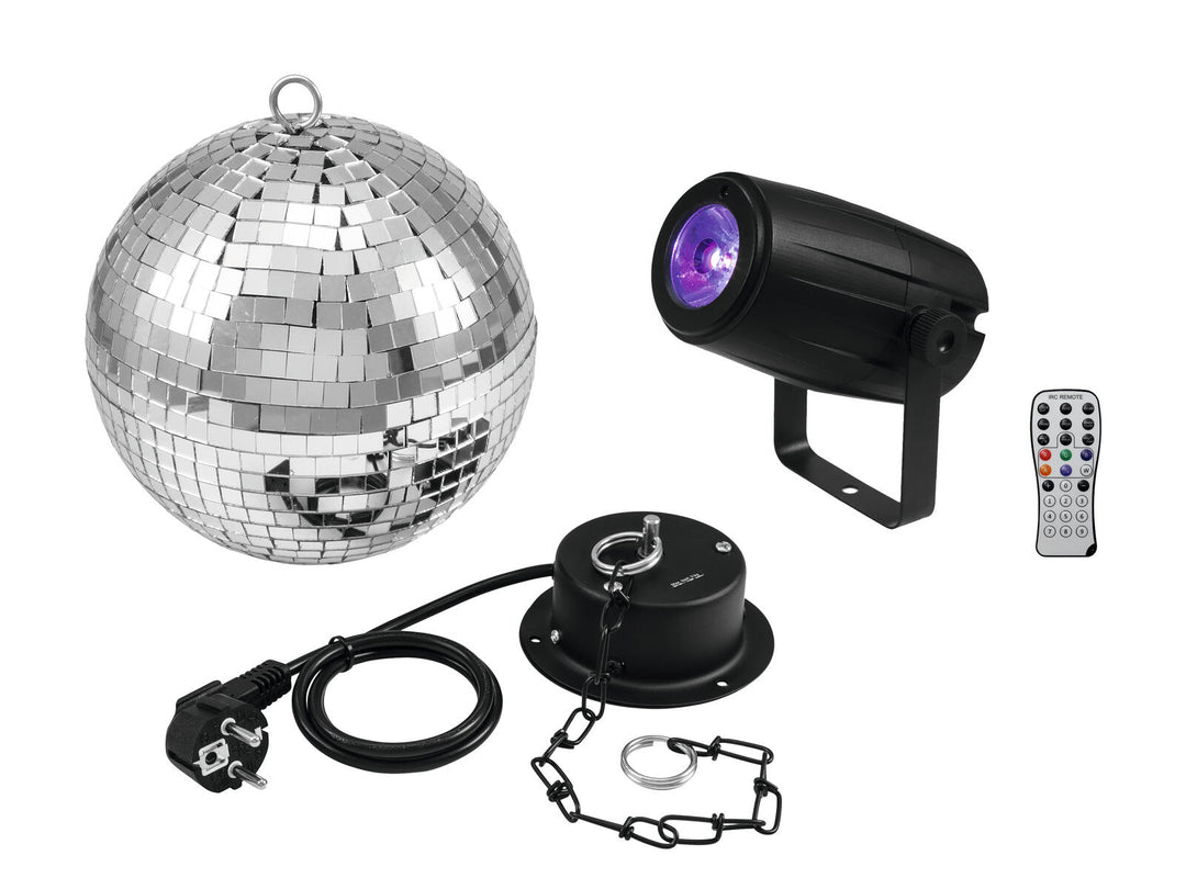 EUROLITE Sfera a specchi 20cm con motore + LED PST-5 QCL Spot bk