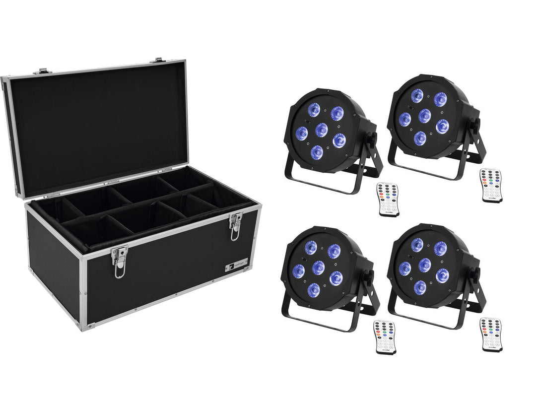 EUROLITE Set 4x LED SLS-603 TCL UV da pavimento + Case TDV-1