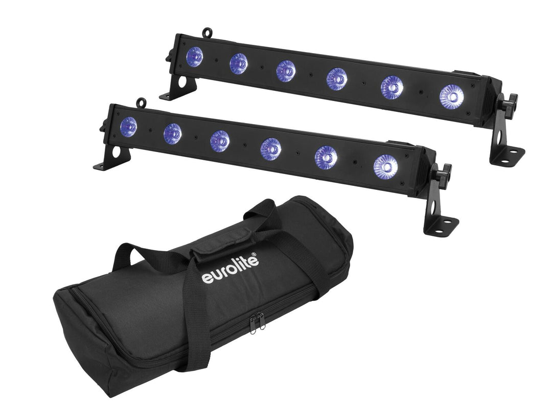 EUROLITE Set 2x LED BAR-6 QCL RGB+UV Bar + Borsa morbida
