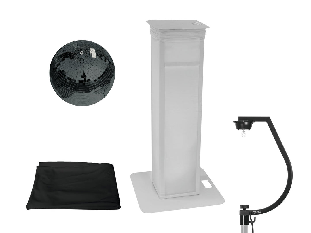 EUROLITE Set Sfera a specchio 30cm nera con stand da palco variabile + Cover nera