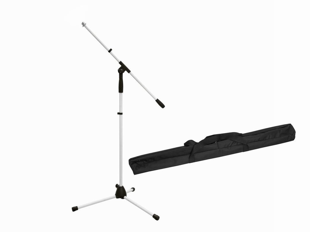 OMNITRONIC Set treppiede per microfono MS-1W con asta + custodia bianca