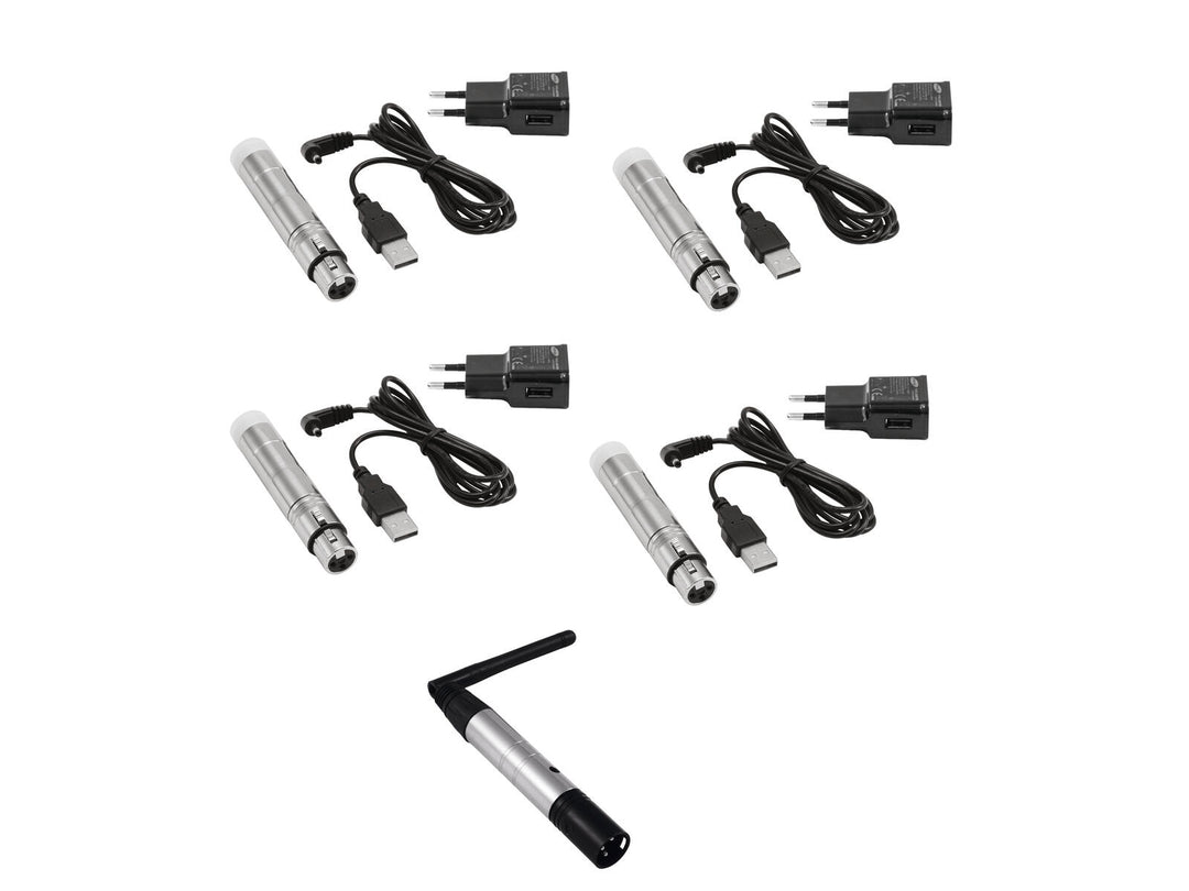 EUROLITE Set QuickDMX 1x trasmettitore + 4x ricevitore AKKU