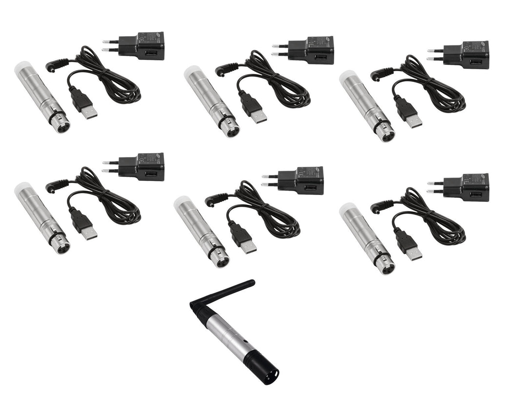 EUROLITE Set QuickDMX 1x Trasmettitore + 6x AKKU Ricevitore