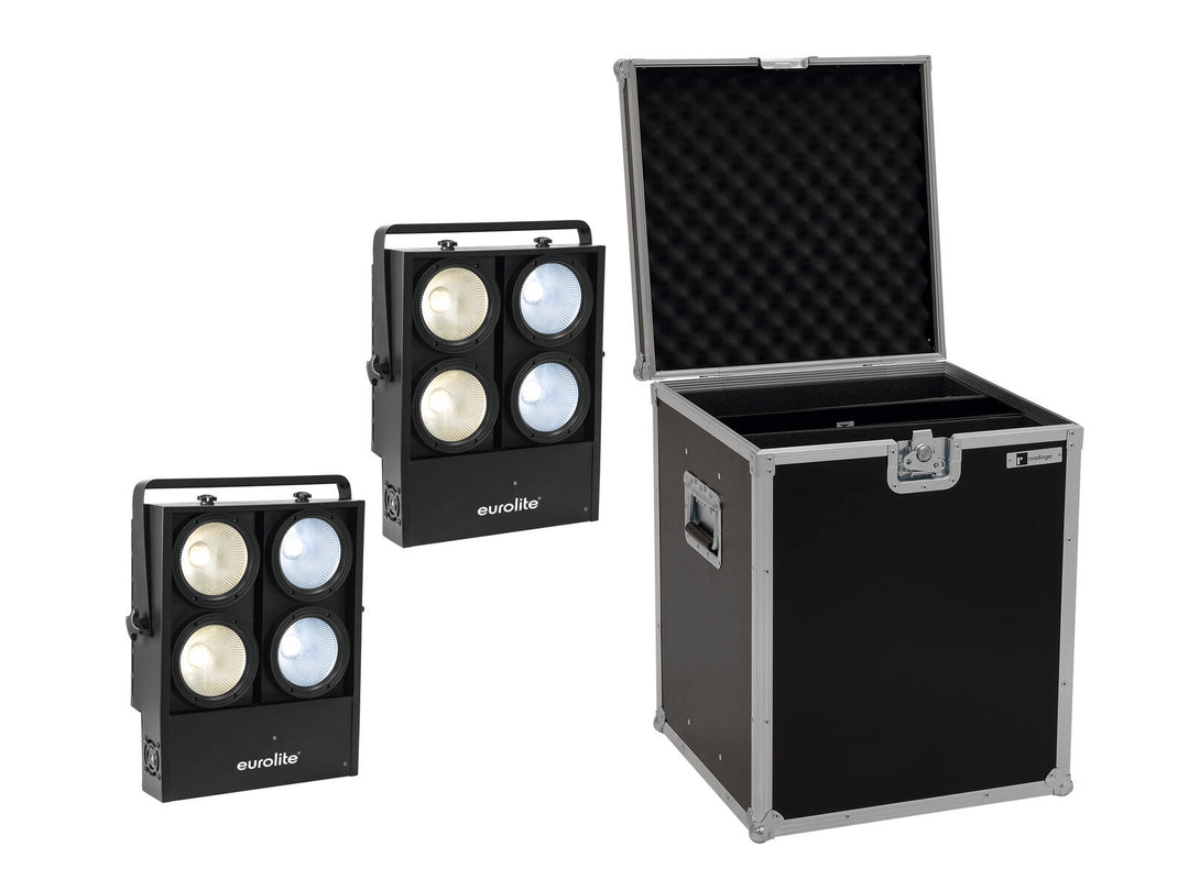 EUROLITE Set 2x Audience Blinder 4x100W LED COB CW/WW + Custodia