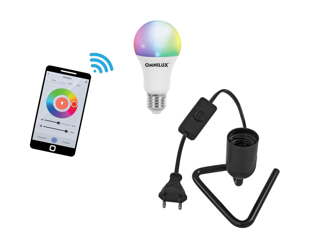 EUROLITE Set LED E27 RGB/WW/CW WiFi + base triangolare black