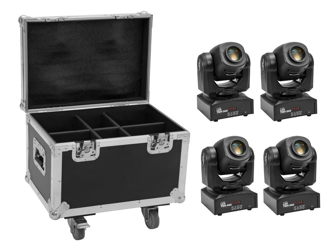 EUROLITE Set 4x LED TMH-S60 Teste Mobile-Spot + Case
