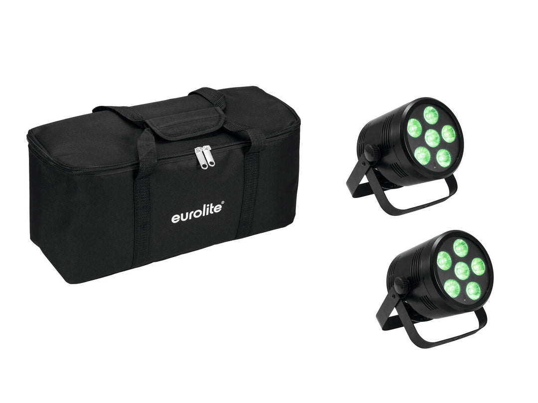 EUROLITE Set 2x AKKU PAR 6 QCL + Borsa morbida