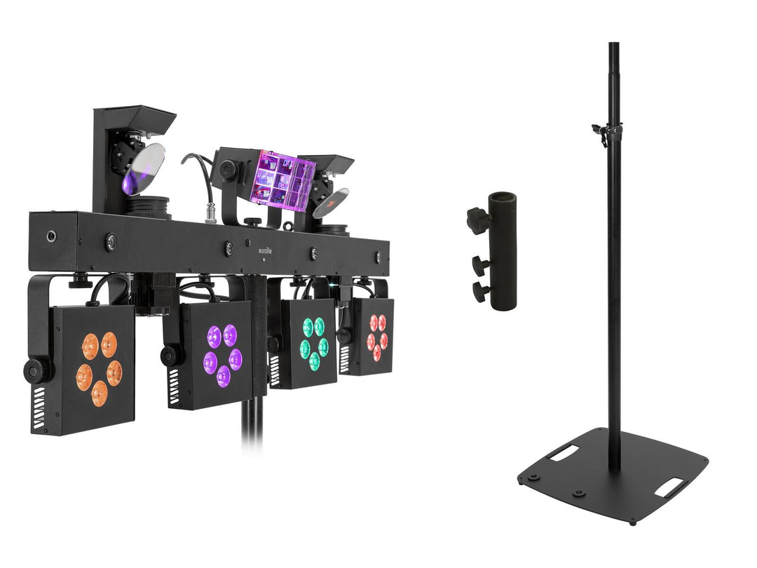 EUROLITE Set LED KLS Scan Pro Next FX Compact Light Set + BPS-3 Supporto per altoparlante nero