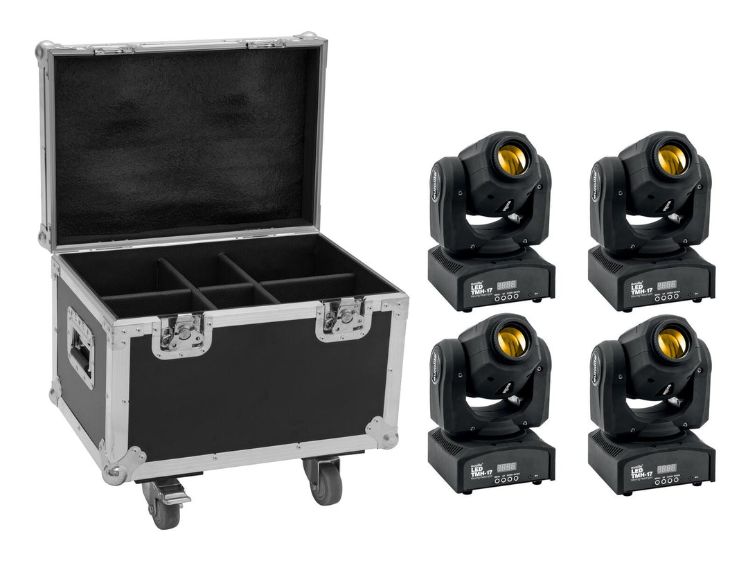 EUROLITE Set 4x LED TMH-17 Spot + Custodia con ruote