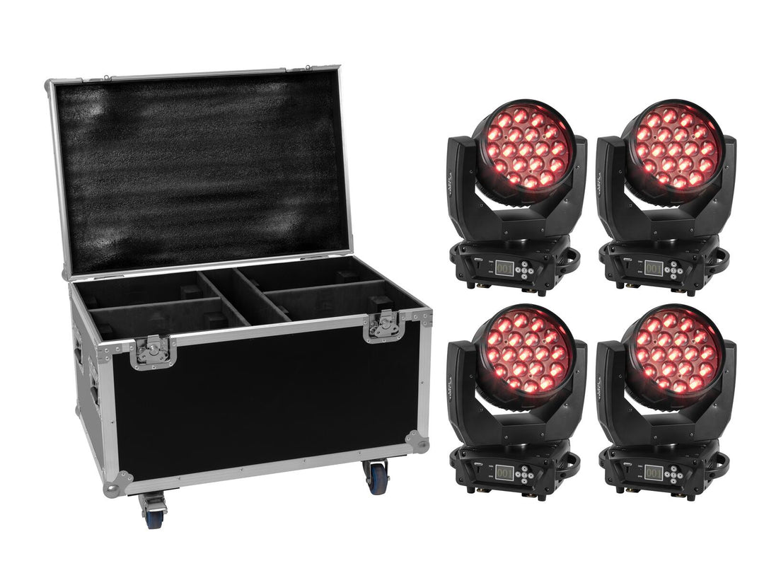 EUROLITE Set 4x LED TMH-X4 + Case con ruote