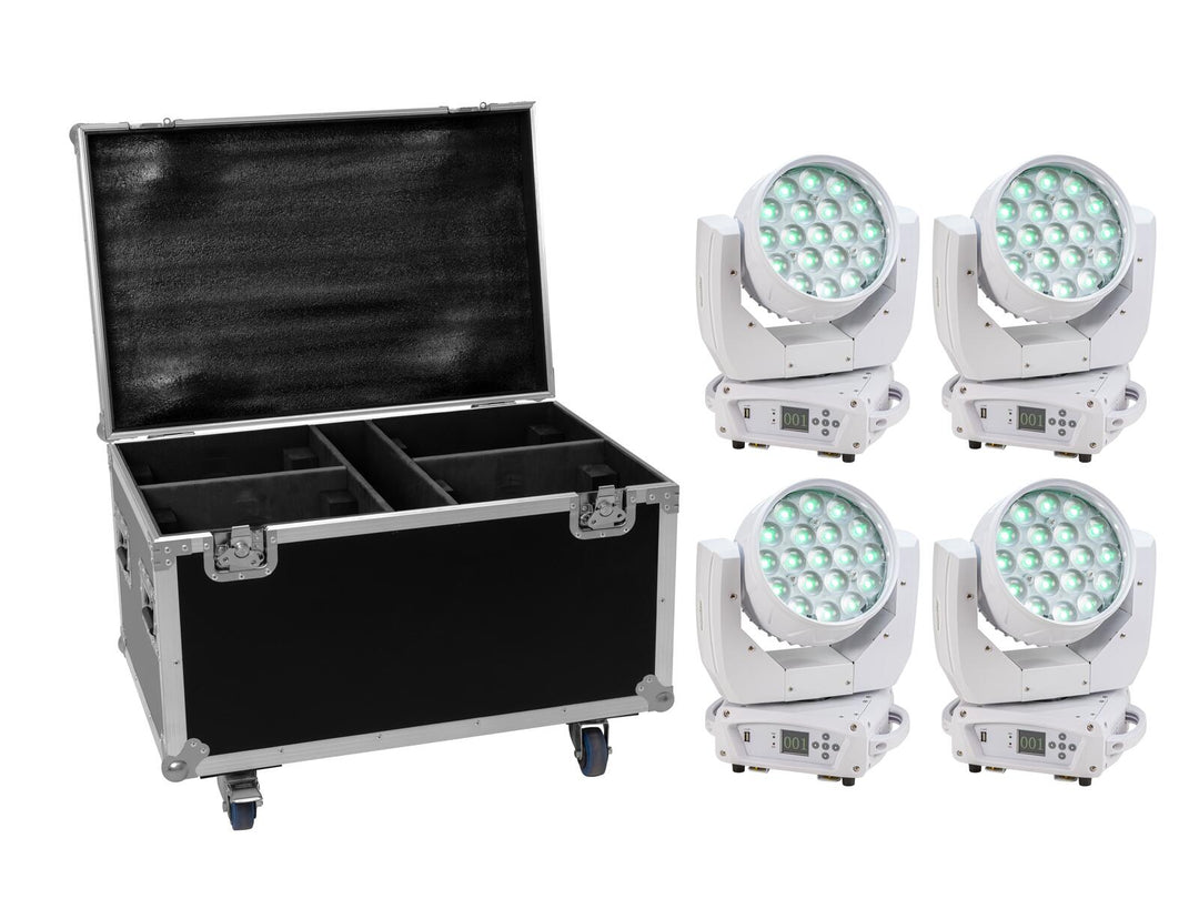 EUROLITE Set 4x LED TMH-X4 bianco + Custodia con ruote
