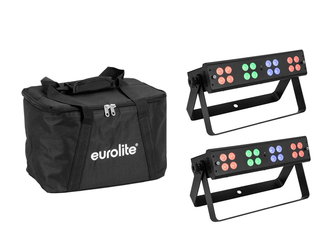 EUROLITE Set 2x LED Silent Bar 16x4W RGB/WW + Borsa morbida