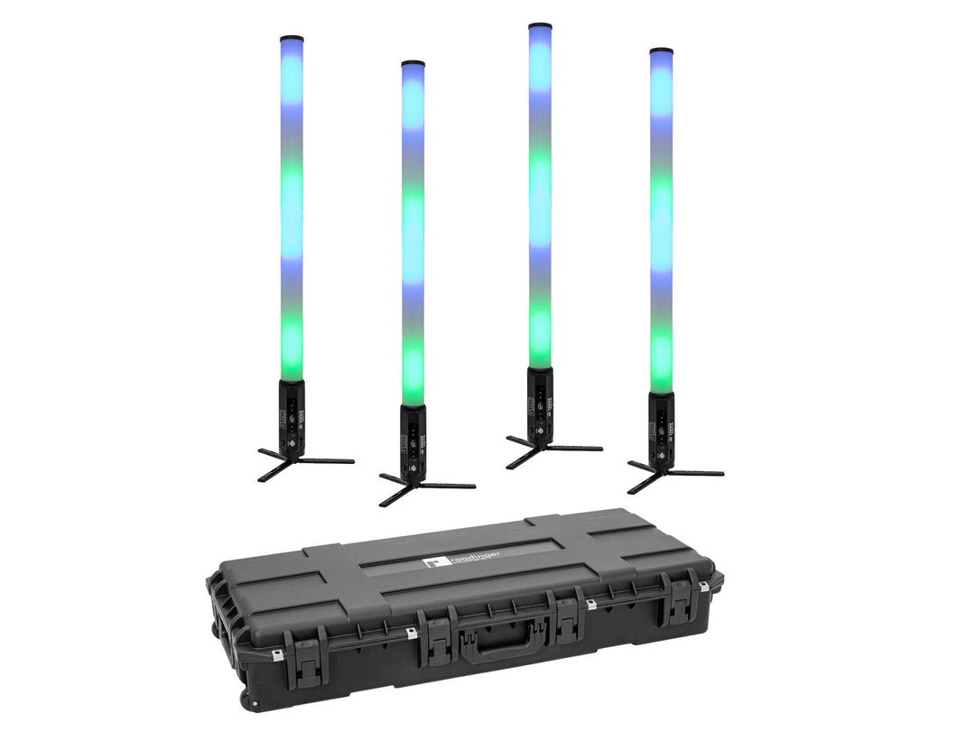 EUROLITE Set 4x AKKU IP Pixel Tube 360° PRO CRMX + Custodia in plastica