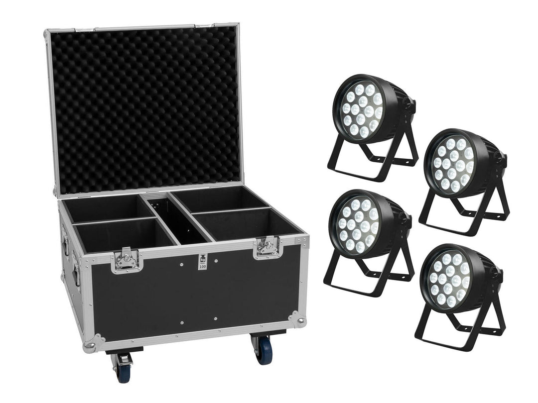 EUROLITE Set 4x LED IP PAR 14x10W HCL + custodia da trasporto