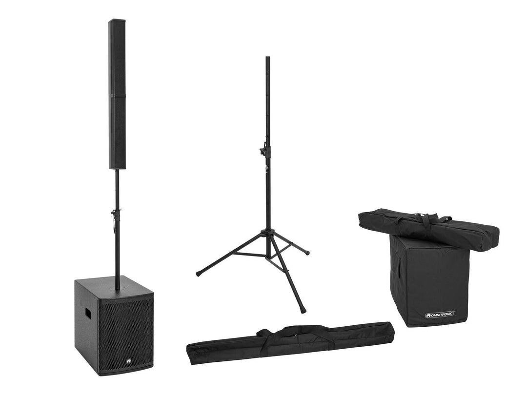 OMNITRONIC set ROD-1283 sistema di altoparlanti a colonna attivo + stand per altoparlante + set cover