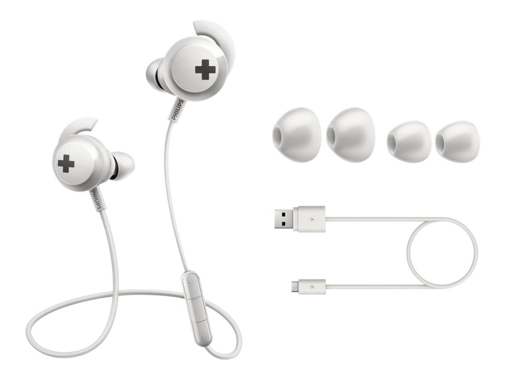 Philips SHB4305W Bluetooth Auricolari Sportivi (Bianco)