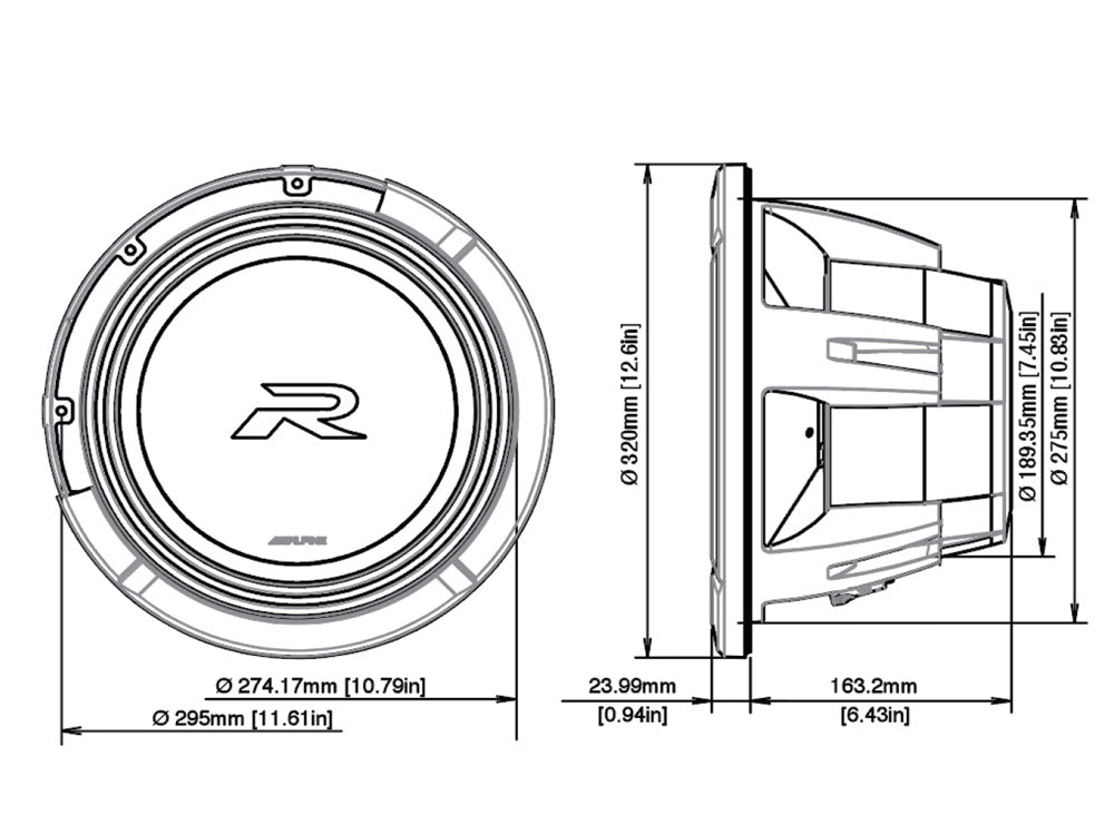Subwoofer Alpine R2-W12D2 Type-R da 12" e 2 Ohm