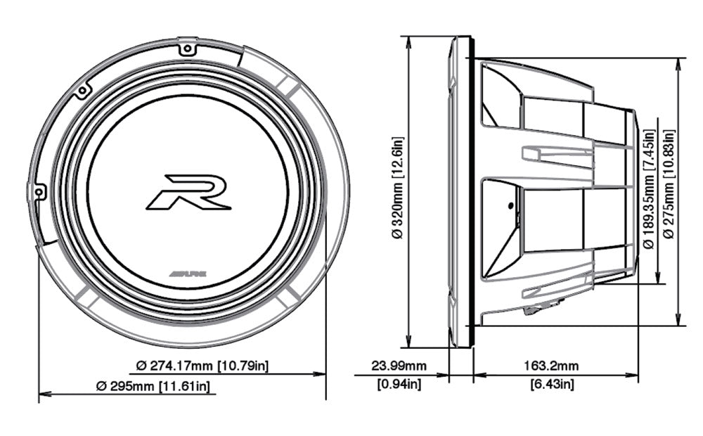 Alpine R2-W12D4 subwoofer Type-R 12" 4 Ohm