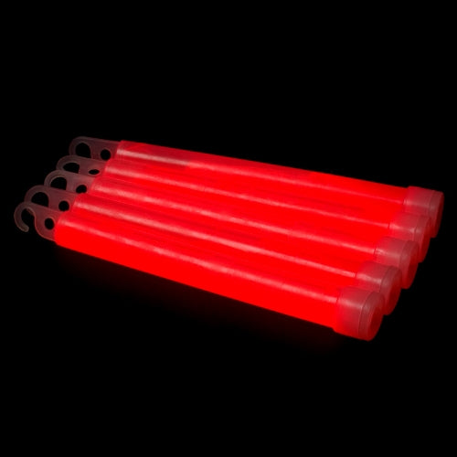 25 pezzi di bastoncini luminosi 6'' con cordino (Rosso)