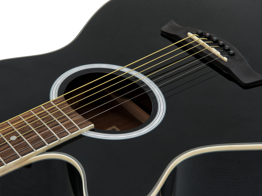 DiMavery AW-400 Chitarra Western LH (Nero)