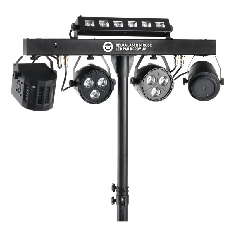 LIGHT4ME T-BAR LASER STROBE LED PAR DERBY UV IR multieffetto