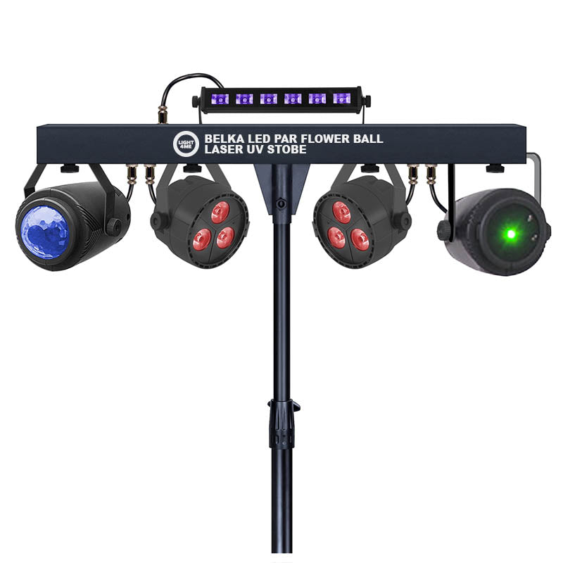LIGHT4ME T-BAR LED PAR BLOMSTERKUGLE LASER UV STROBE illuminazione da discoteca multieffetto