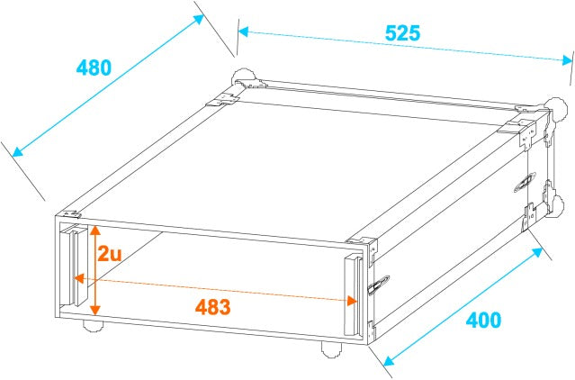 Roadinger Effect Rack CO DD 2 Unità (40cm Profondità)