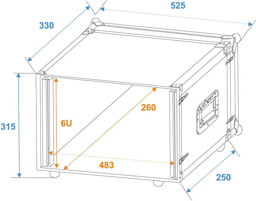 ROADINGER Effect Rack CO DD, 6U, profondo 24cm, nero