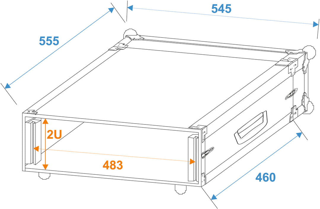 ROADINGER Rack per amplificatore PR-1, 2U, profondo 47cm