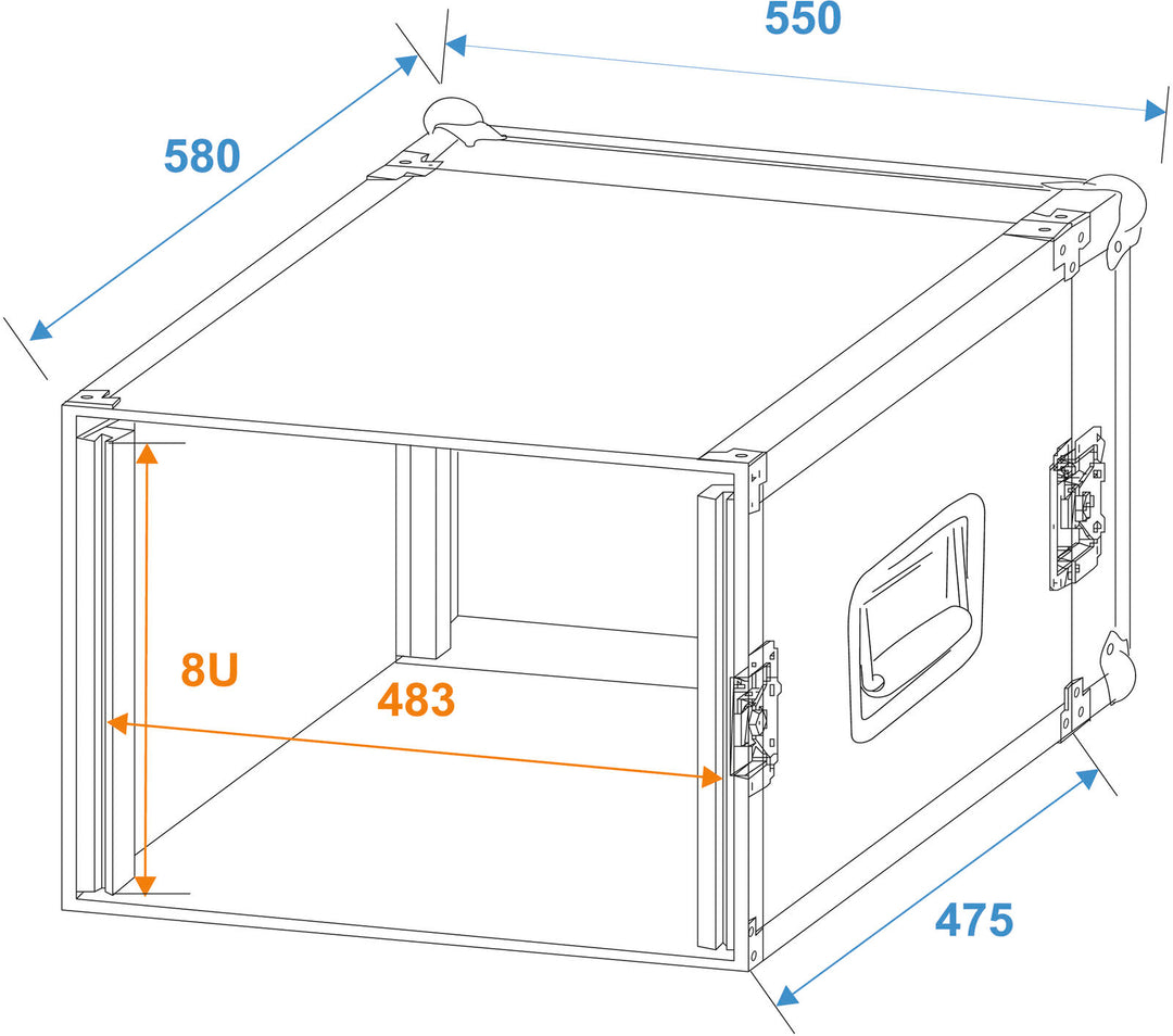 ROADINGER Rack per amplificatore PR-2, 8U, 47cm di profondità