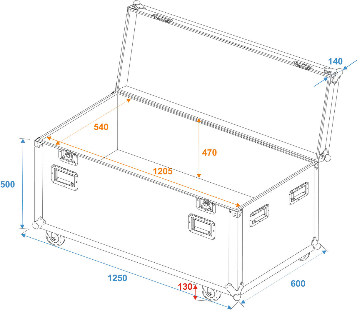 ROADINGER ODV-1 Universal Tour Case 120cm with wheels