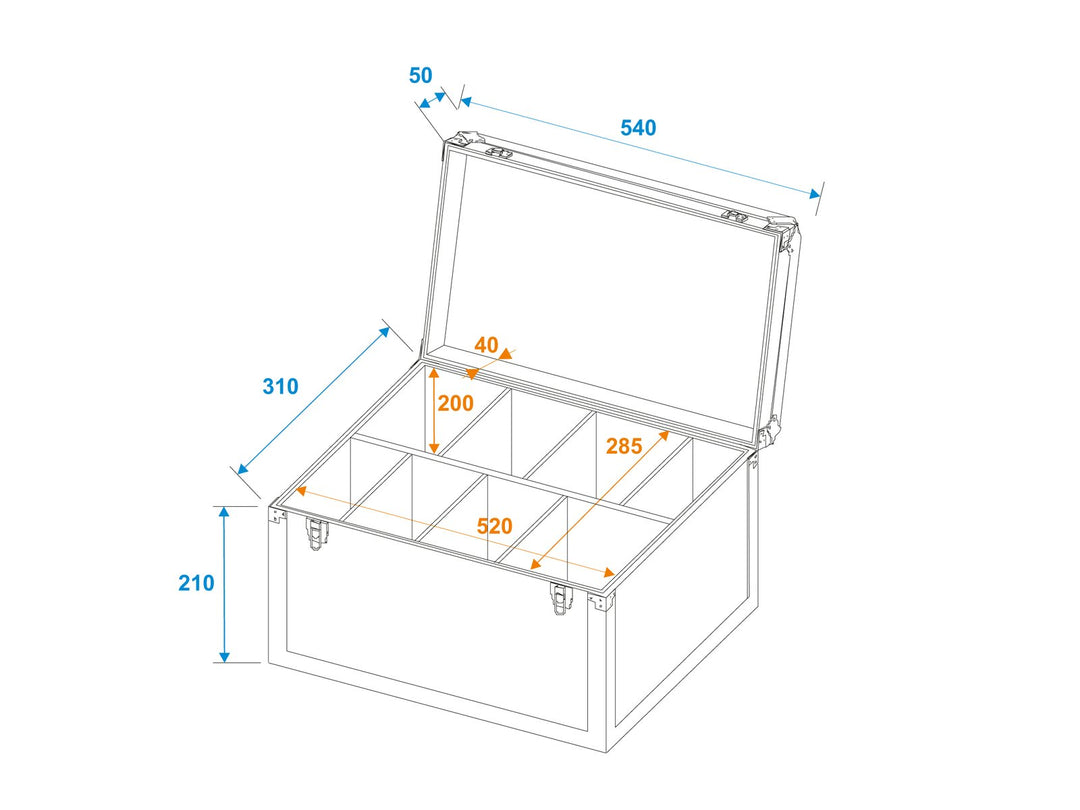 Roadinger Flightcase con Divisione in Schiuma (53,8 x 29 x 28cm)