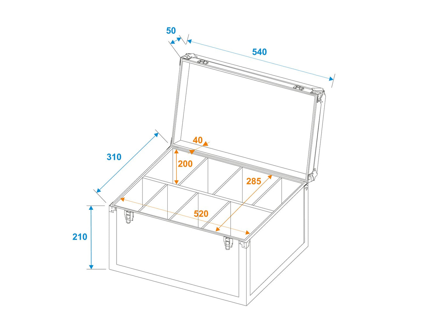 Roadinger Flightcase with foam divider (W:53,8 x D:29 x H:28cm)