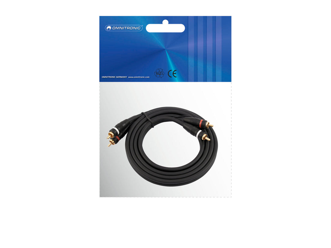 OMNITRONIC Cavo RCA 2x2 massa 1.5m