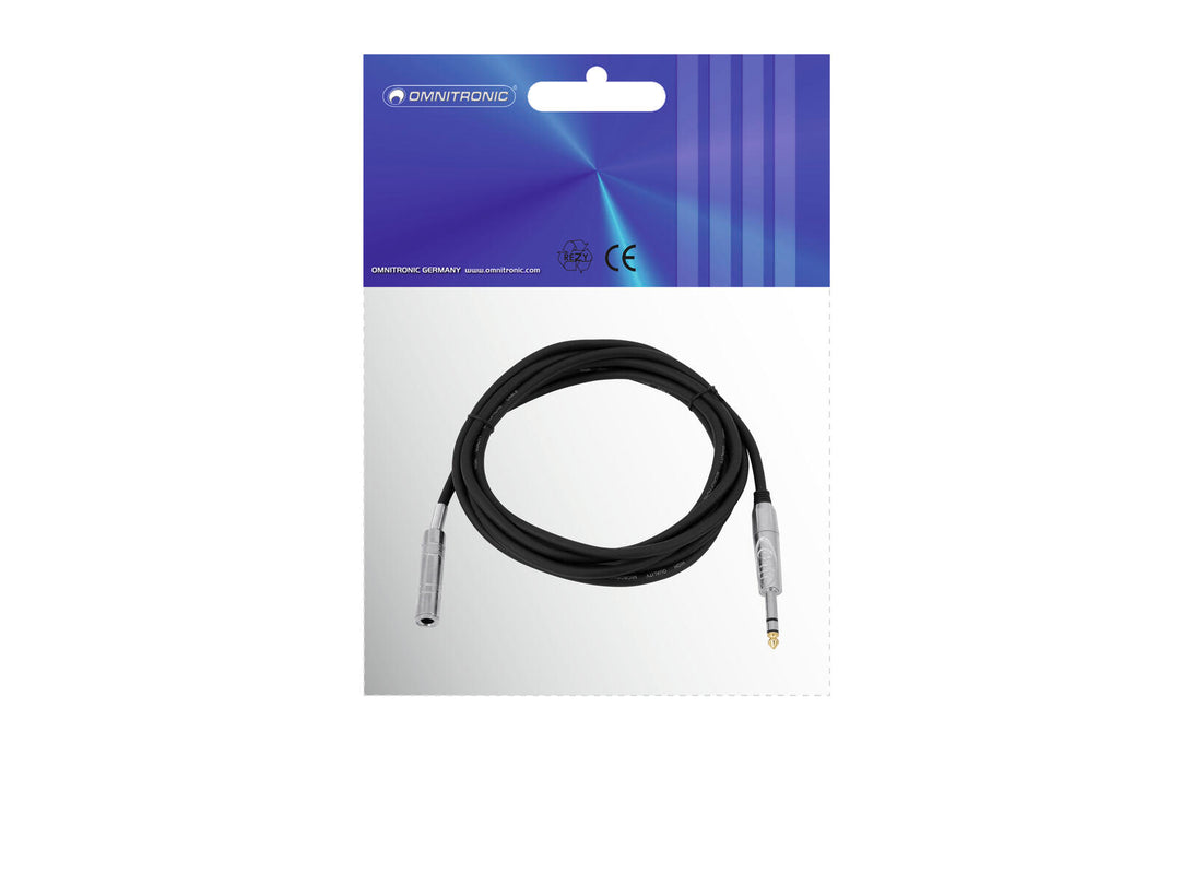 OMNITRONIC prolunga jack stereo 6.3 3m bk