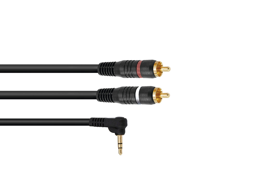 OMNITRONIC Cavo adattatore Jack 3.5 90°/2xRCA 1.5m bk