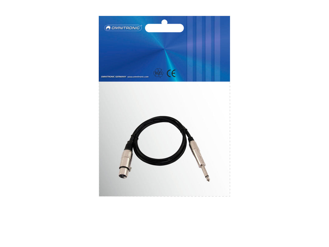 Cavo adattatore OMNITRONIC XLR(F)/Jack mono 0.9m bk