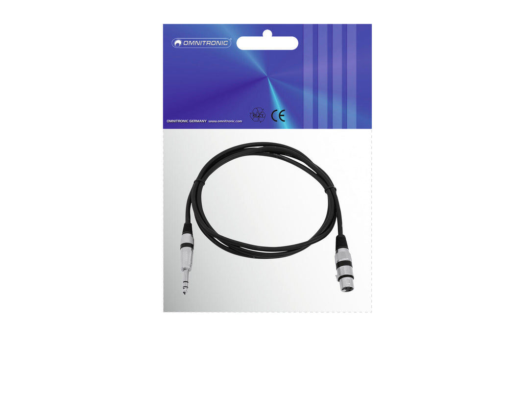 OMNITRONIC Cavo adattatore XLR(F)/Jack stereo 2m bk