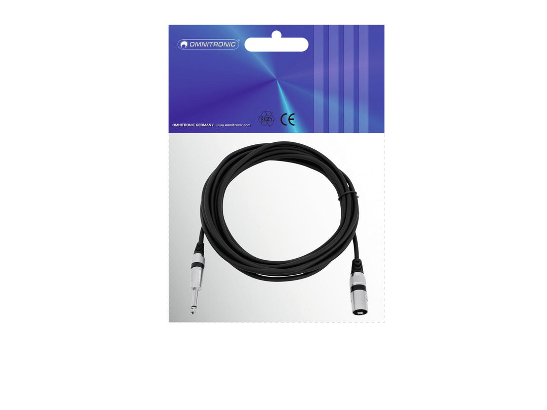 OMNITRONIC Cavo adattatore XLR(M)/Jack mono 5m bk