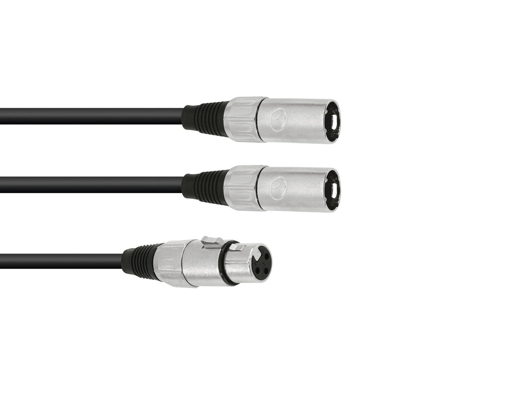 OMNITRONIC Cavo adattatore XLR(F)/2xXLR(M) 1m bk