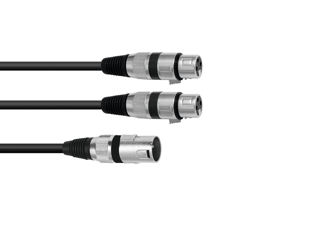 OMNITRONIC Cavo adattatore XLR(M)/2xXLR(F) 1.5m bk