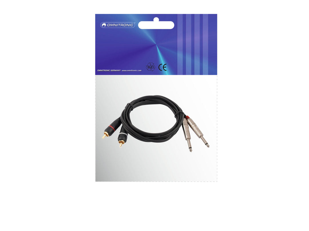 OMNITRONIC Cavo adattatore 2xJack/2xRCA 1m bk