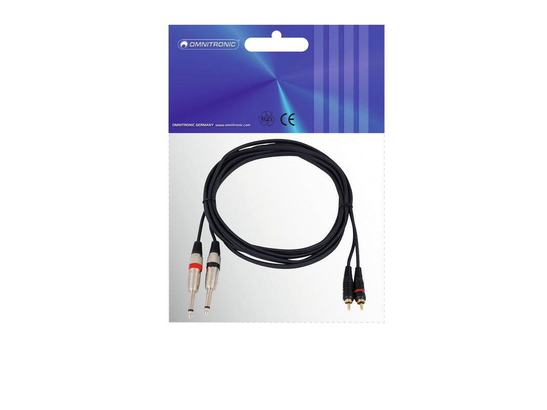 OMNITRONIC Cavo adattatore 2xJack/2xRCA 3m bk