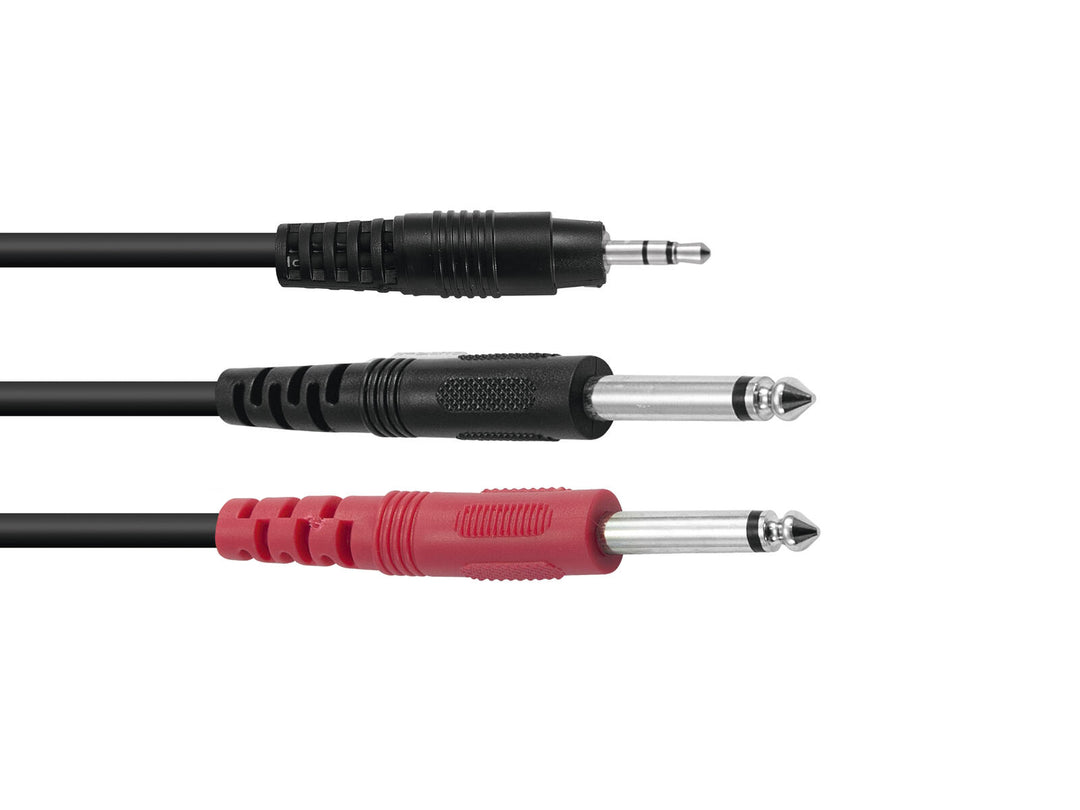 OMNITRONIC cavo adattatore 3.5 Jack/2xJack ECO 1.5m bk