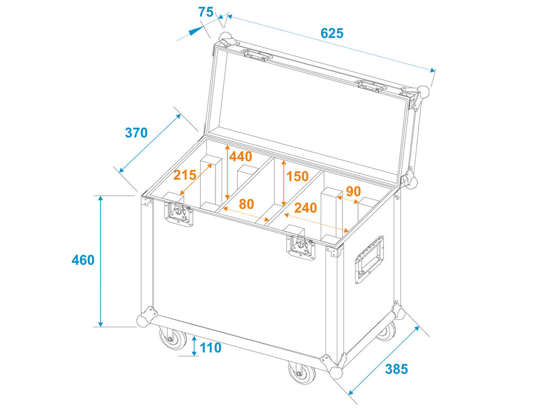 ROADINGER Flightcase per 2x TMH-X12 con ruote