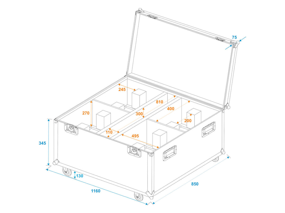 Flightcase ROADINGER 4x THA-250F con ruote