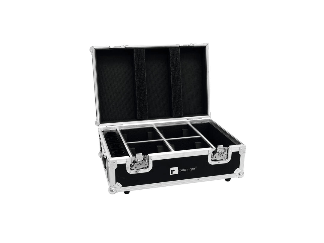 ROADINGER Flightcase 4x AKKU TL-3 Trusslight QuickDMX con funzione di ricarica