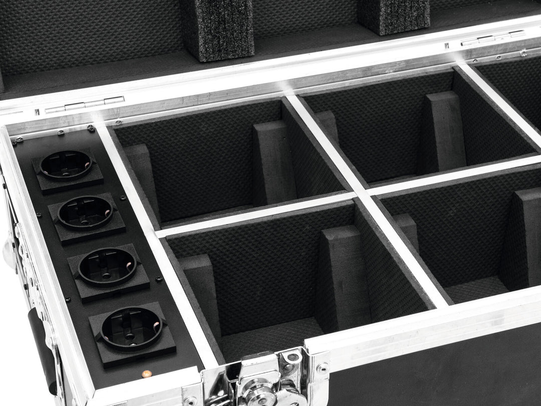 ROADINGER Flightcase 4x AKKU TL-3 Trusslight QuickDMX con funzione di ricarica